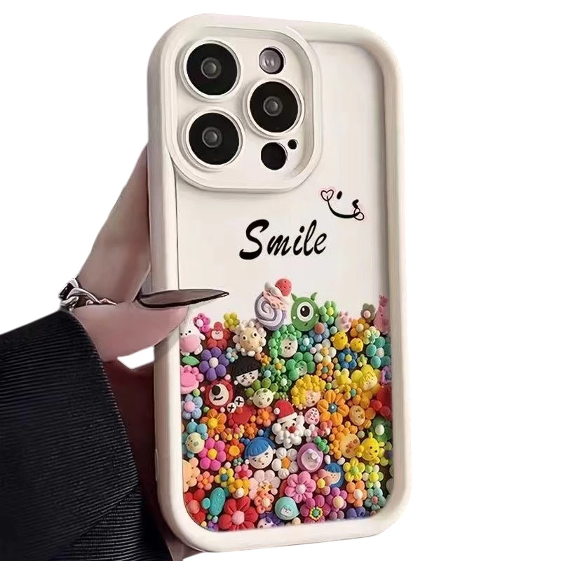 iPhone 15 Pro Smile Blossom Skal - Vit
