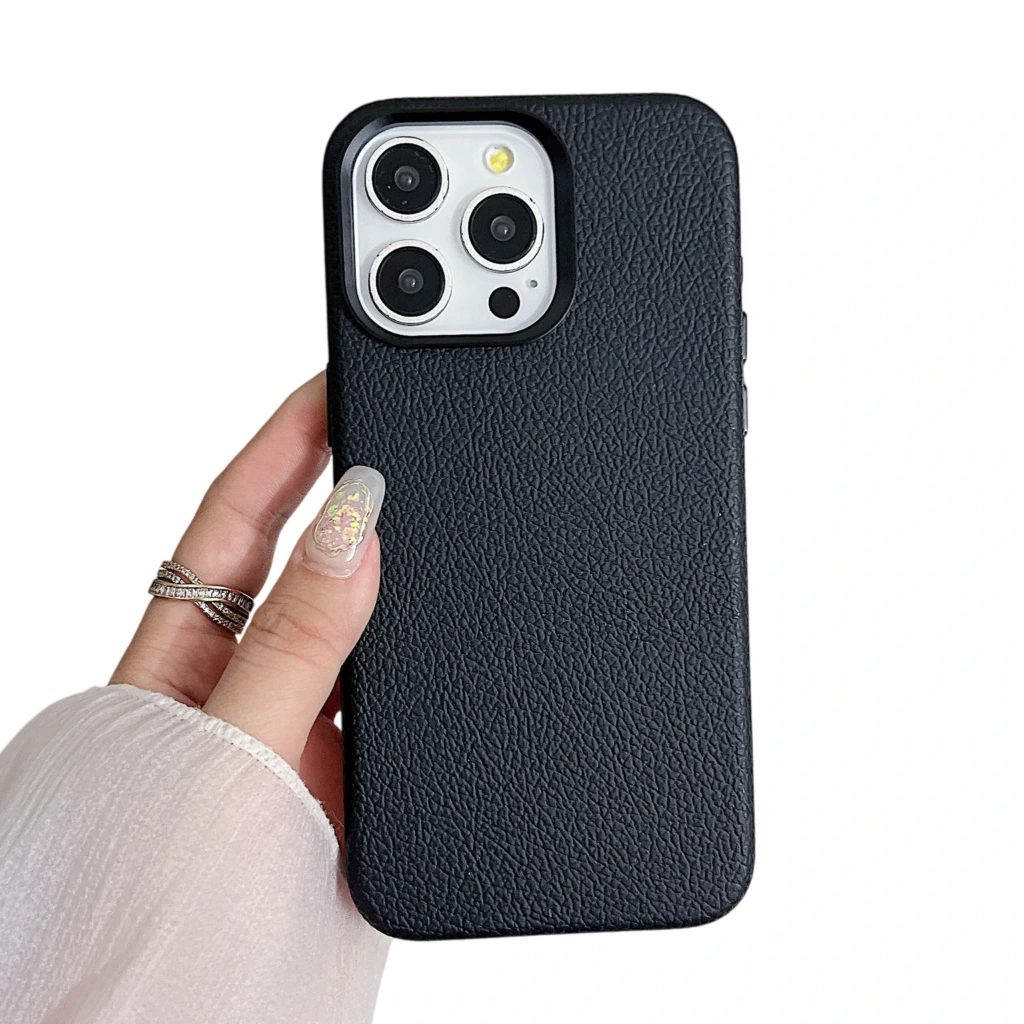 iPhone 15 Skal Läder - Svart