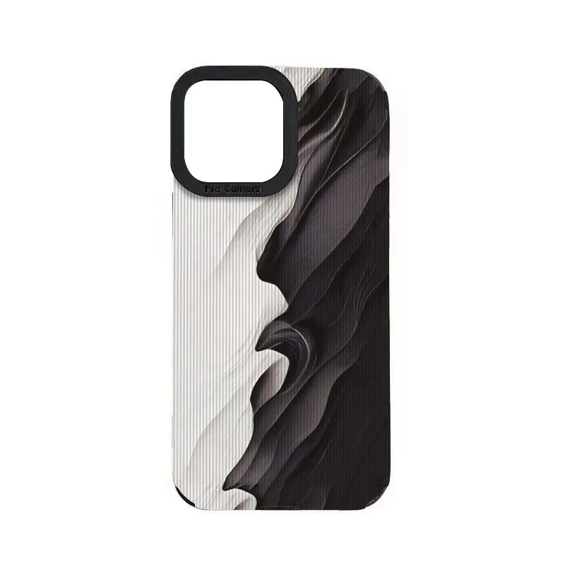 iPhone 14 Pro Max Skal - Black and white waves
