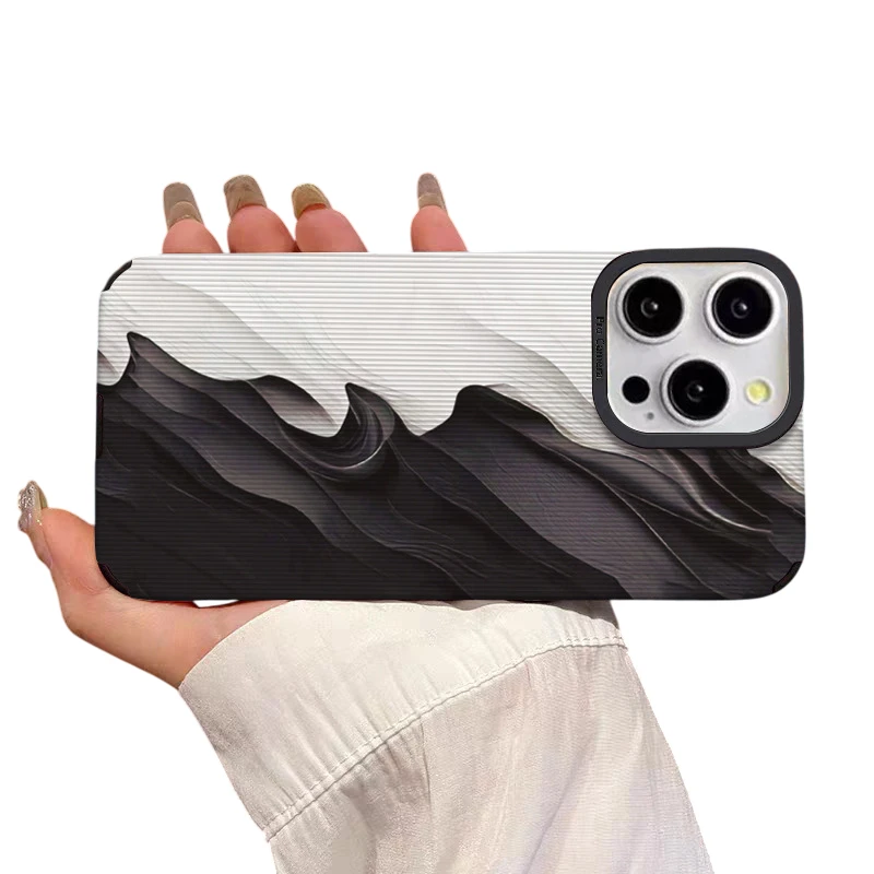 iPhone 13 Mini Skal - Black and white waves
