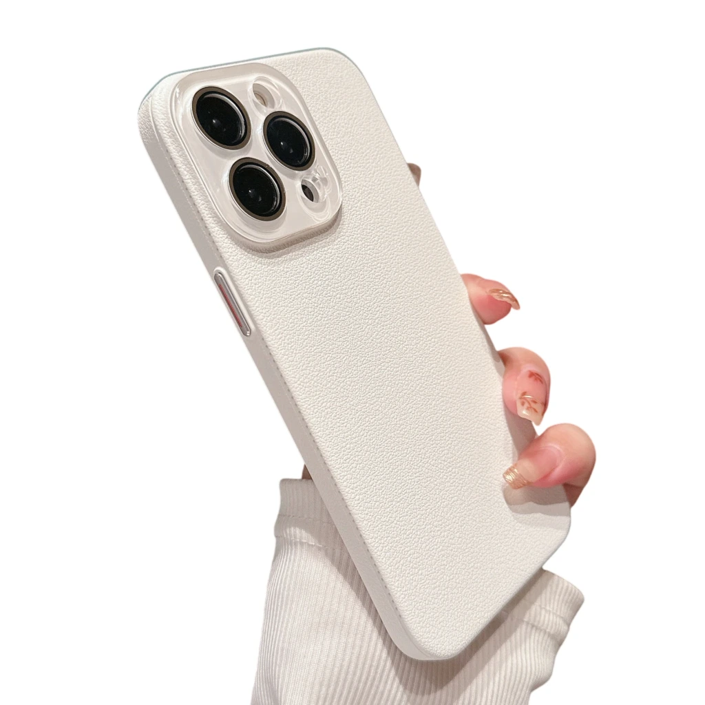 iPhone 13 Pro Max Skal - Vit lädertextur