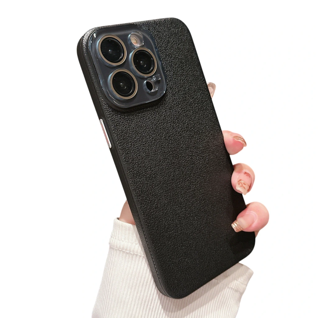 iPhone 15 Pro Max Skal - Svart lädertextur