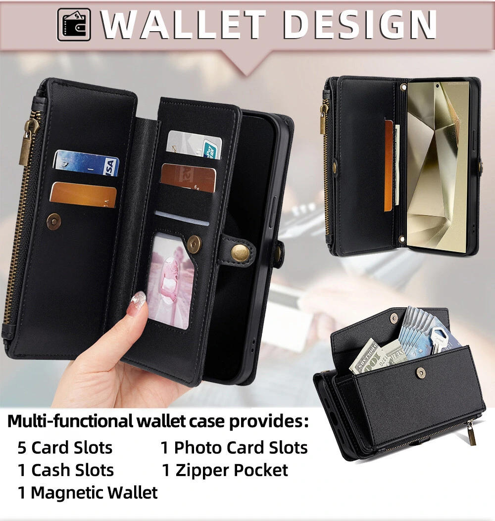 Samsung Galaxy S25 Plus Multifunktionellt Fodral med Kortfack - Vinröd